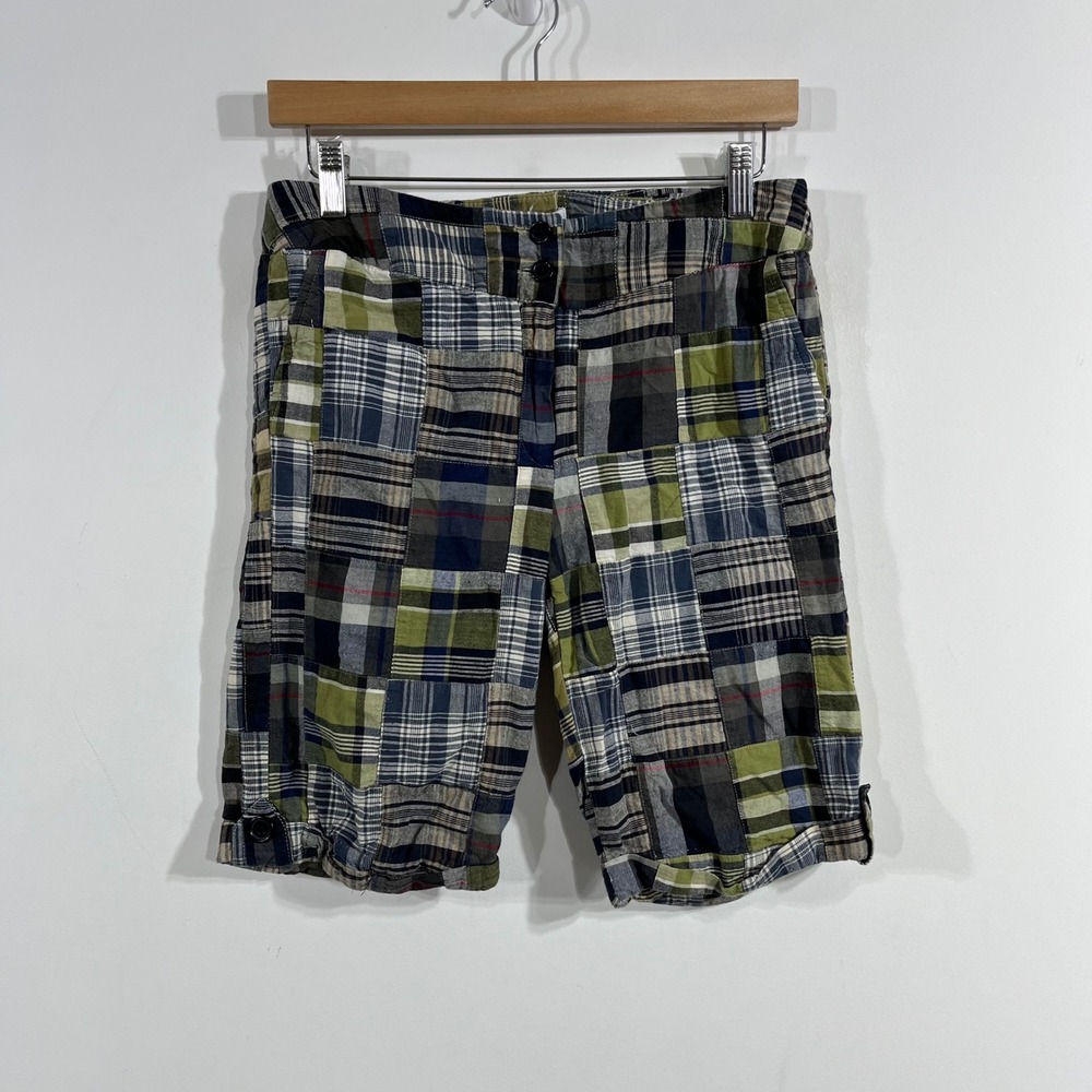 Carole Little VTG Y2K Madras Preppy Plaid Patchwork Cotton Shorts Women 6P Boho
